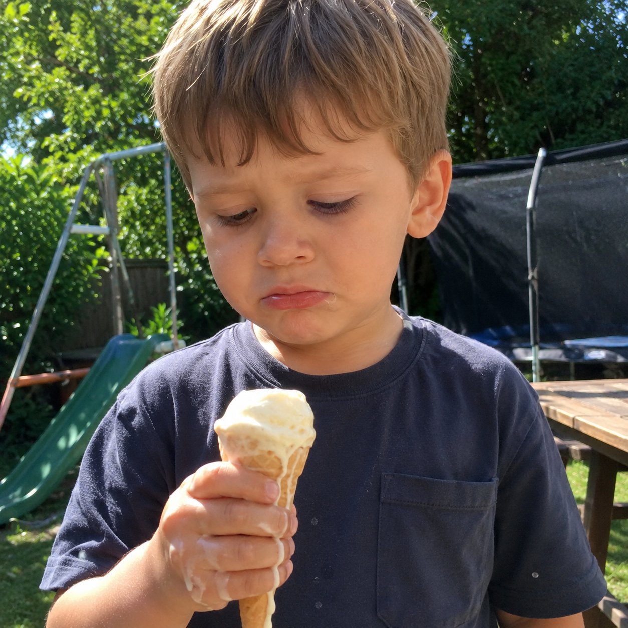 Store bought ice cream in a boring cone